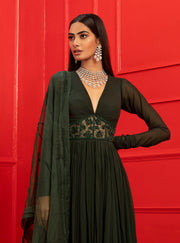Mahima Mahajan-Subaya Green Embroidered Anarkali With Dupatta-INDIASPOPUP.COM