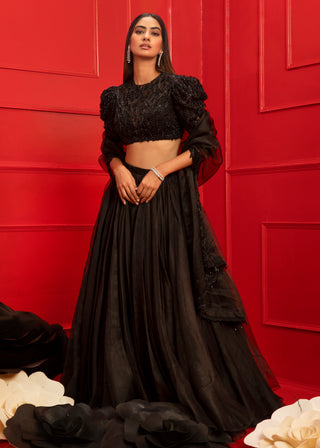 Mahima Mahajan-Sitara Black Embroidered Lehenga Set-INDIASPOPUP.COM