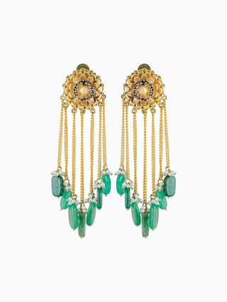 Hyperbole-Jade Green & Marigold Dangler Earrings-INDIASPOPUP.COM