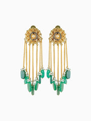 Hyperbole-Jade Green & Marigold Dangler Earrings-INDIASPOPUP.COM