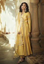 Yellow Angrakha Farshi Kalidar