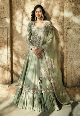 Pista Jodhpuri Parsi Lehenga Set