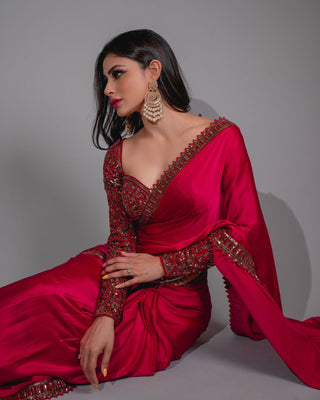 Red Sarin Saree Set
