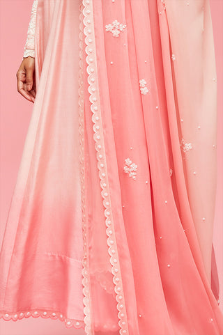 Nachiket Barve-Peach Pearl Ombré Anarkali Set-INDIASPOPUP.COM