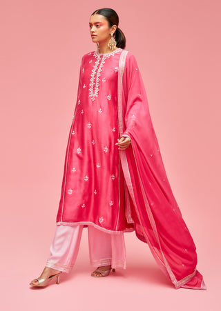 Nachiket Barve-Fuchsia Pink Bhuj Kutchi Mirrorwork Kurta Set-INDIASPOPUP.COM