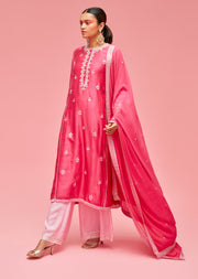 Nachiket Barve-Fuchsia Pink Bhuj Kutchi Mirrorwork Kurta Set-INDIASPOPUP.COM