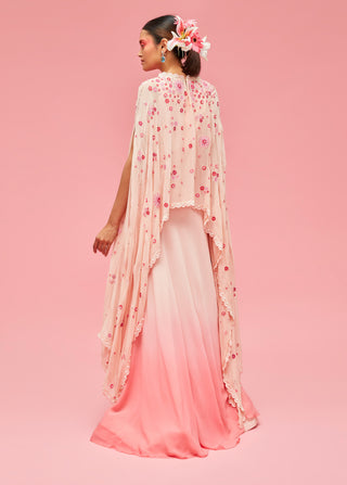 Nachiket Barve-Izmir Embroidered Cape And Ombre Gown-INDIASPOPUP.COM