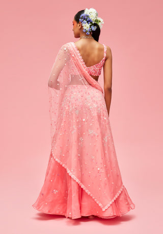 Nachiket Barve-Peach Izmir Embroidered Ombré Lehenga Set-INDIASPOPUP.COM