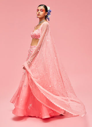 Nachiket Barve-Peach Izmir Embroidered Ombré Lehenga Set-INDIASPOPUP.COM