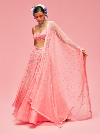 Nachiket Barve-Peach Izmir Embroidered Ombré Lehenga Set-INDIASPOPUP.COM