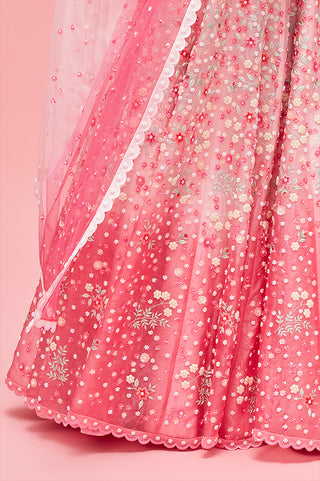 Nachiket Barve-Rose Pink Nishat Bagh Embroidered Lehenga Set-INDIASPOPUP.COM