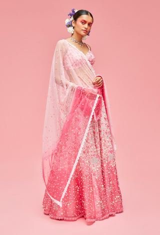 Nachiket Barve-Rose Pink Nishat Bagh Embroidered Lehenga Set-INDIASPOPUP.COM