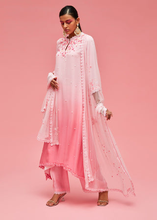 Nachiket Barve-Baby Pink Izmir Embroidered Ombré Kurta Set-INDIASPOPUP.COM