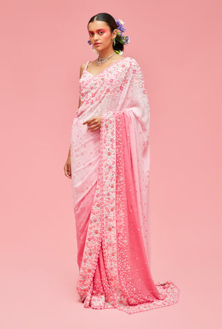 Nachiket Barve-Rose Pink Nishat Bagh Saree With Blouse-INDIASPOPUP.COM