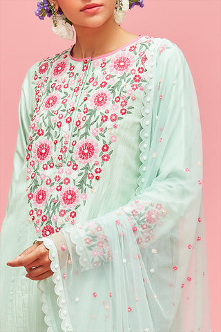 Nachiket Barve-Mint Izmir Embroidered Kurta Set-INDIASPOPUP.COM