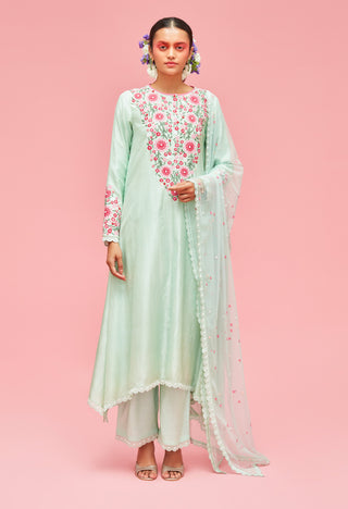 Nachiket Barve-Mint Izmir Embroidered Kurta Set-INDIASPOPUP.COM