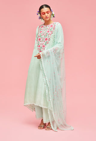 Nachiket Barve-Mint Izmir Embroidered Kurta Set-INDIASPOPUP.COM