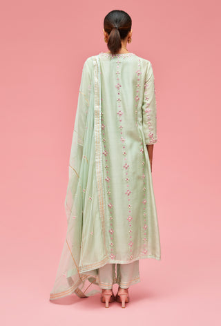 Nachiket Barve-Mint Bhuj Kutchi Mirrorwork Kurta Set-INDIASPOPUP.COM