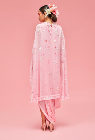 Nachiket Barve-Pink Nishat Bagh Cape With Skirt-INDIASPOPUP.COM