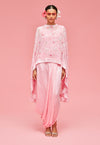 Nachiket Barve-Pink Nishat Bagh Cape With Skirt-INDIASPOPUP.COM