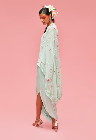 Nachiket Barve-Mint Nishat Bagh Cape With Skirt-INDIASPOPUP.COM