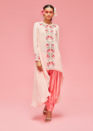 Nachiket Barve-Peach Nishat Bagh Embroidered Top With Dhoti Pants-INDIASPOPUP.COM