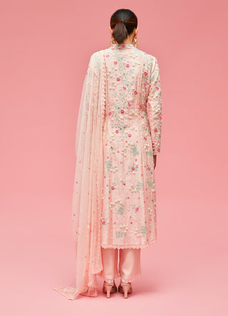 Nachiket Barve-Peach Nishat Bagh Kalidar Kurta Set-INDIASPOPUP.COM