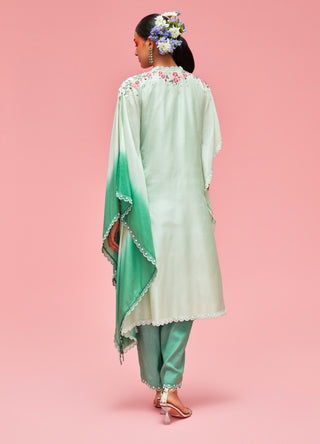 Nachiket Barve-Mint Nishat Bagh Embroidered Ombré Kaftan Set-INDIASPOPUP.COM