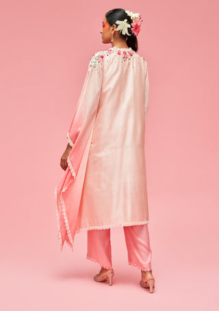 Nachiket Barve-Peach Nishat Bagh Embroidered Ombré Kaftan Set-INDIASPOPUP.COM