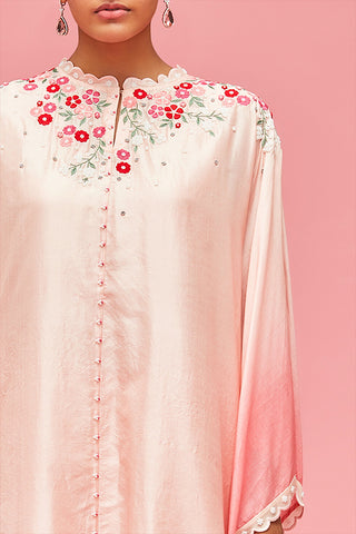 Nachiket Barve-Peach Nishat Bagh Embroidered Ombré Kaftan Set-INDIASPOPUP.COM