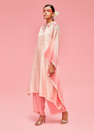 Nachiket Barve-Peach Nishat Bagh Embroidered Ombré Kaftan Set-INDIASPOPUP.COM