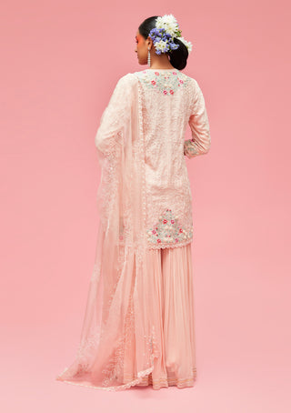 Nachiket Barve-Peach Nishat Bagh Embroidered Kurta Set-INDIASPOPUP.COM
