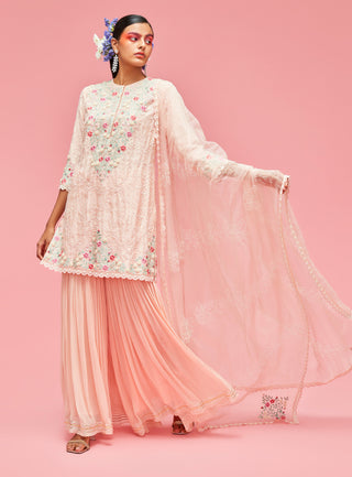 Nachiket Barve-Peach Nishat Bagh Embroidered Kurta Set-INDIASPOPUP.COM