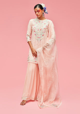 Nachiket Barve-Peach Nishat Bagh Embroidered Kurta Set-INDIASPOPUP.COM