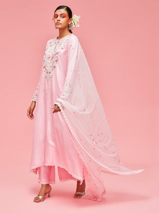 Nachiket Barve-Baby Pink Nishat Bagh Embroidered Kurta Set-INDIASPOPUP.COM