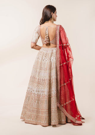 Nitika Gujral-Ivory Organza Lehenga Choli Set-INDIASPOPUP.COM