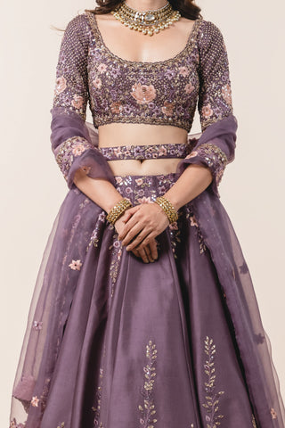 Nitika Gujral-Deep Mauve Lehenga Choli Set-INDIASPOPUP.COM