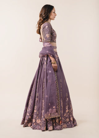 Nitika Gujral-Deep Mauve Lehenga Choli Set-INDIASPOPUP.COM