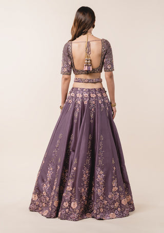 Nitika Gujral-Deep Mauve Lehenga Choli Set-INDIASPOPUP.COM