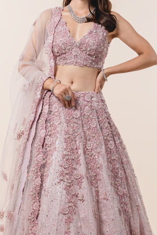 Nitika Gujral-Powder Pink Lehenga Choli Set-INDIASPOPUP.COM