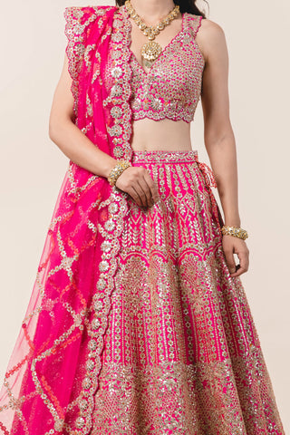 Nitika Gujral-Fuchsia Pink Lehenga Choli Set-INDIASPOPUP.COM