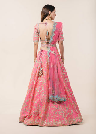 Nitika Gujral-Candy Pink Tafetta Lehenga Choli Set-INDIASPOPUP.COM