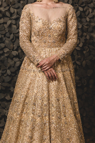 Nitika Gujral-Gold Tulle Gown With Dupatta-INDIASPOPUP.COM