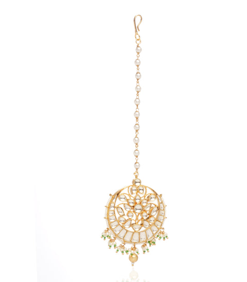Preeti Mohan-Gold Plated White Kundan Tika-INDIASPOPUP.COM