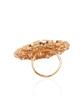 Preeti Mohan-Gold Plated Aradhya White Kundan Ring-INDIASPOPUP.COM