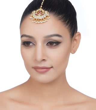 Preeti Mohan-Gold Plated Pearls Kundan Tika-INDIASPOPUP.COM