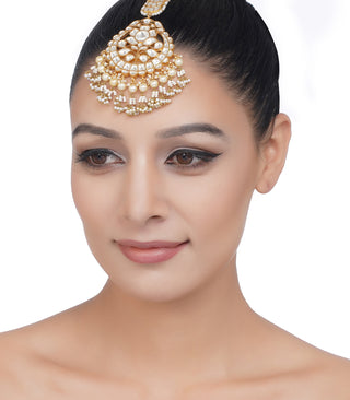 Preeti Mohan-Gold Plated White Kundan Tika-INDIASPOPUP.COM