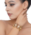 Preeti Mohan-Gold Plated Red Meenakari Kundan Bracelet-INDIASPOPUP.COM