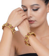 Preeti Mohan-Gold Plated Red & Green Lakshmi Temple Bangles-INDIASPOPUP.COM