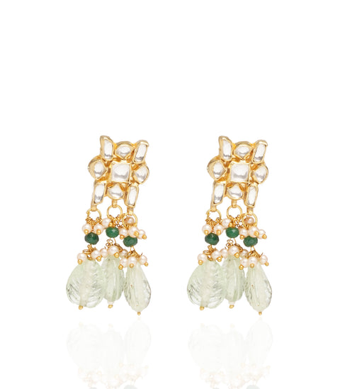 Preeti Mohan-Gold Plated Aqua Green Kundan Necklace Set-INDIASPOPUP.COM